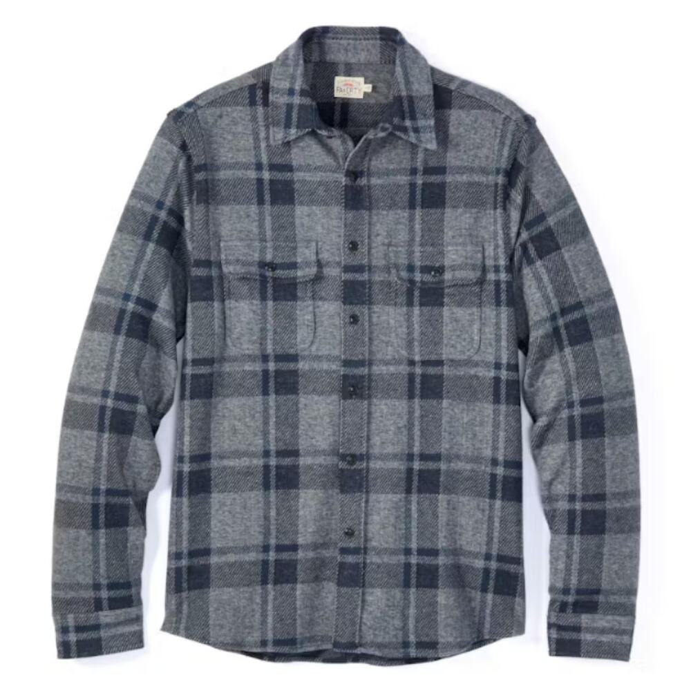 Faherty Legend Flannel Shirt Men’s XXL Gray‎ Seas Plaid Soft Stretch Button Up